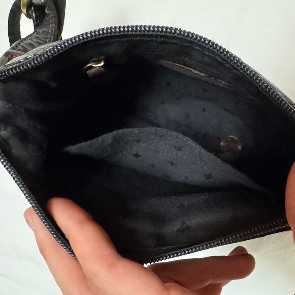 Black Leather Aged Metal Hardware Fossil Crossbody Small Petite - Picture 10 of 11